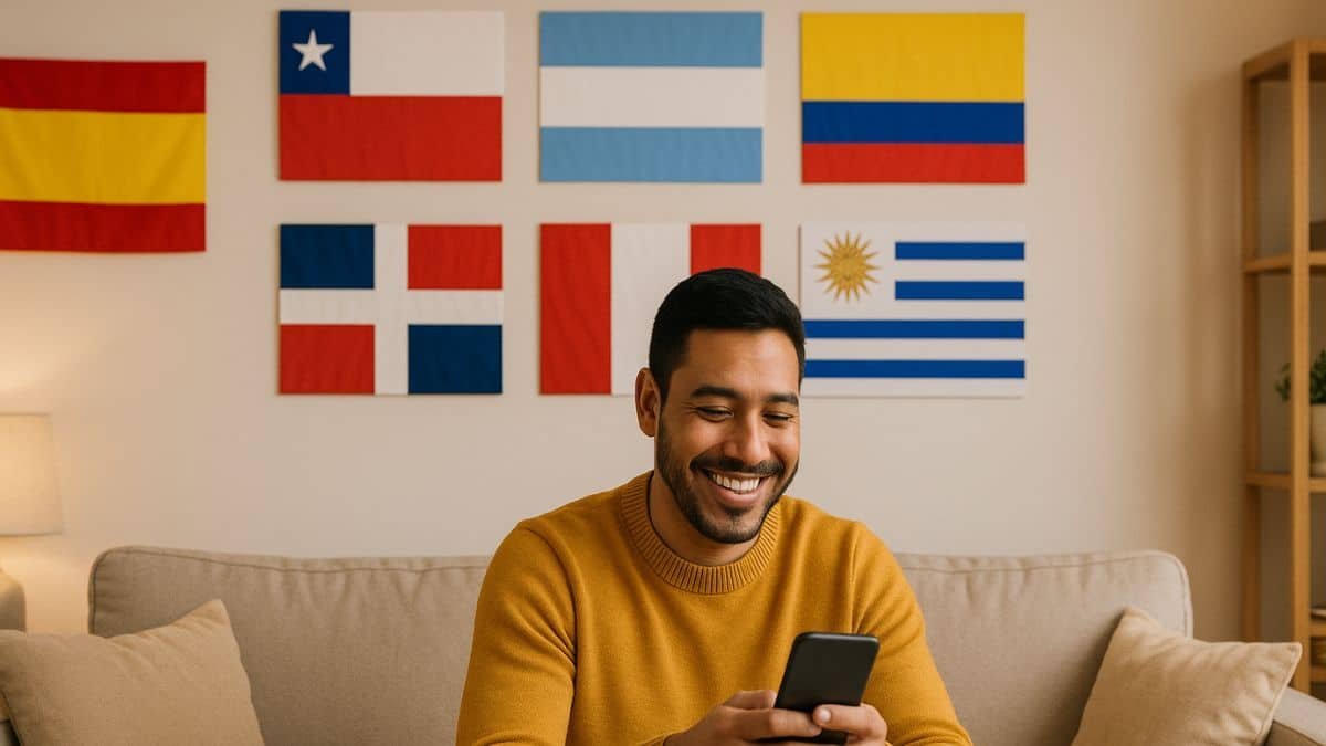 Persona enviando dinero desde España a Latinoamérica con el móvil