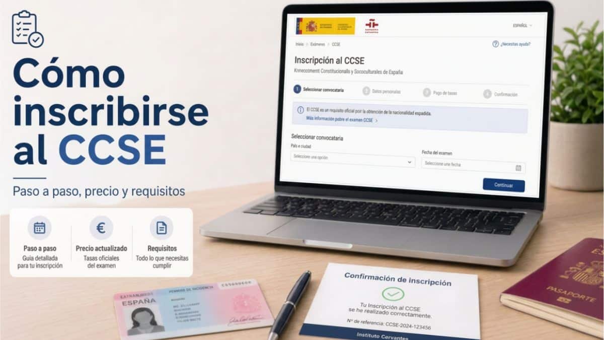 Imagen sobre cómo inscribirse al CCSE paso a paso.