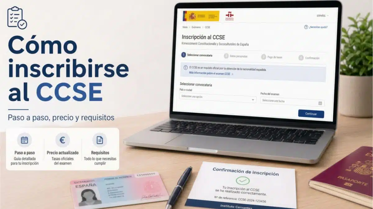 Imagen sobre cómo inscribirse al CCSE paso a paso.